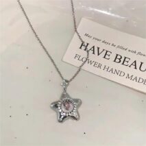 Chic Dangling Heart Star Necklace - ArtGalleryZen