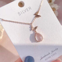 Chic Duo Enamel Butterfly Opal Pendant Necklace - ArtGalleryZen