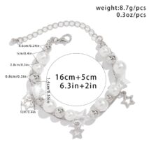 Chic Elegant Layered Star Tassel Pearl Chain Bracelet - ArtGalleryZen