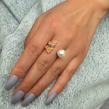 Chic Enamel Butterfly Necklace Bracelet Ring Set - ArtGalleryZen