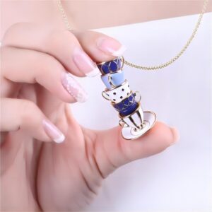 Chic Enamel Coffee Cup Long Chain Necklace - ArtGalleryZen