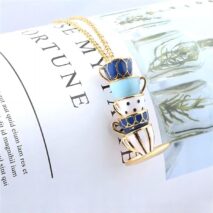 Chic Enamel Coffee Cup Long Chain Necklace - ArtGalleryZen