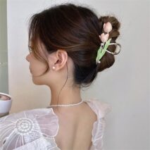 Chic Enamel Duo Tulip Chignon Claw Clip Hair Claw - ArtGalleryZen
