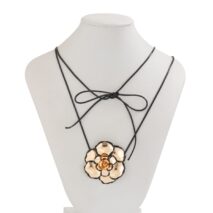 Chic Enamel Flower Wax Cord String Necklace - ArtGalleryZen