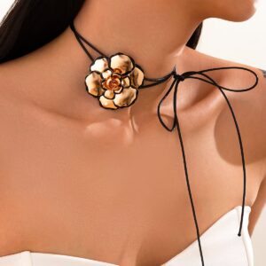 Chic Enamel Flower Wax Cord String Necklace - ArtGalleryZen