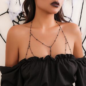 Chic Enamel Hollowed-Out Crystal Charm Ball Chain Bra - ArtGalleryZen