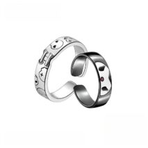 Chic Enamel Kuromi Carved Baku Pattern Matching Ring - ArtGalleryZen