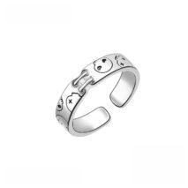 Chic Enamel Kuromi Carved Baku Pattern Matching Ring - ArtGalleryZen