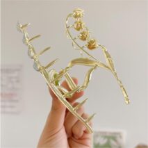 Chic Enamel Lily Of The Valley Chignon Claw Clip Hair Clip - ArtGalleryZen