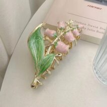 Chic Enamel Lily Of The Valley Hair Claw Clip - ArtGalleryZen