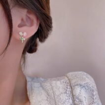 Chic Enamel Pearl Charm Tulip Earrings - ArtGalleryZen