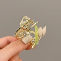 Chic Enamel Pearl Charm Tulip High Ponytail Hair Claw - ArtGalleryZen