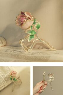 Chic Enamel Pink Rose Chignon Claw Clip Hair Clip - ArtGalleryZen