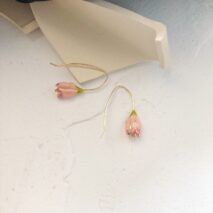 Chic Enamel Pink Tulip Dangle Earrings - ArtGalleryZen
