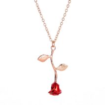Chic Enamel Rose Pendant Necklace - ArtGalleryZen