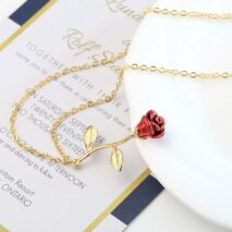 Chic Enamel Rose Pendant Necklace - ArtGalleryZen