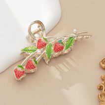 Chic Enamel Strawberry Hair Claw Clip - ArtGalleryZen