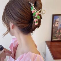 Chic Enamel Strawberry Hair Claw Clip - ArtGalleryZen