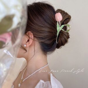 Chic Enamel Tulip Chignon Claw Clip Hair Clip - ArtGalleryZen