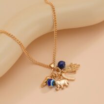 Chic Evil Eye Elephant Lucky Horseshoe Pendant Cable Chain Necklace - ArtGalleryZen