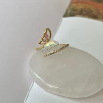 Chic Floral Butterfly Pearl Ring Set - ArtGalleryZen