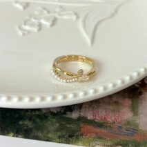 Chic Floral Butterfly Pearl Ring Set - ArtGalleryZen