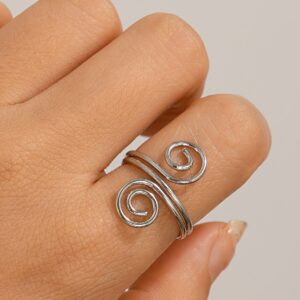 Chic Geometric Duo Spiral Ring - ArtGalleryZen