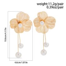 Chic Geometric Floral Pearl Dangle Earrings - ArtGalleryZen