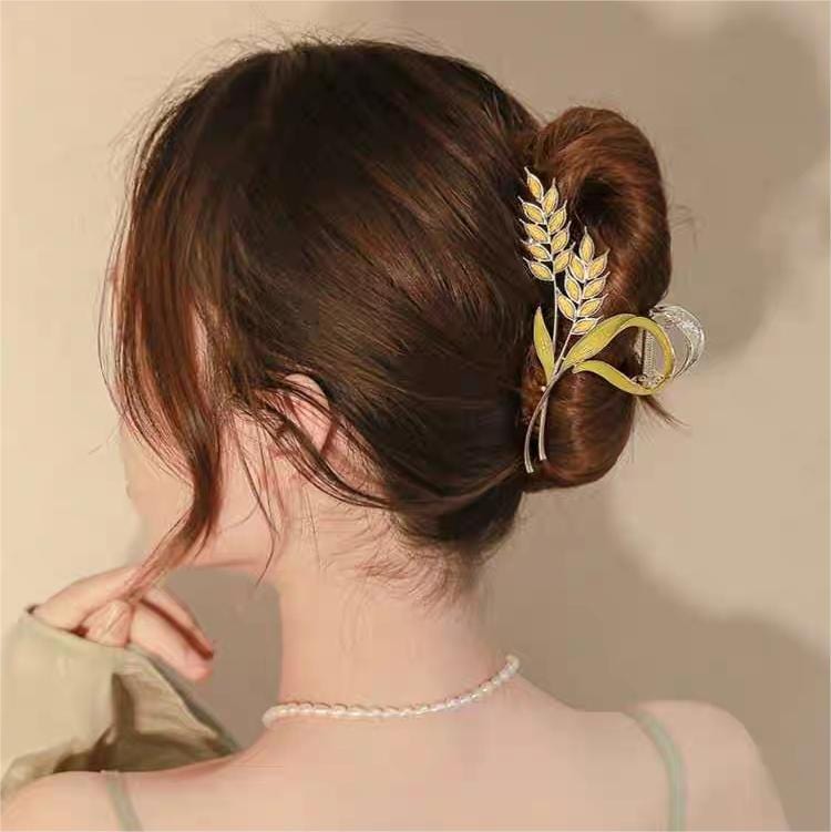 Chic Golden Ears Of Wheat Chignon Claw Clip Hair Clip - ArtGalleryZen