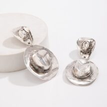 Chic Gold Silver Plated Cowboy Hat Dangle Earrings - ArtGalleryZen