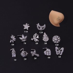 Chic Gold Silver Plated CZ Inlaid Stainless Steel Nose Piercing Nose Stud - ArtGalleryZen