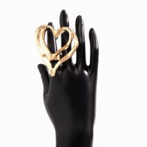 Chic Gold Silver Plated Double-Layered Hollow Heart Open Ring - ArtGalleryZen