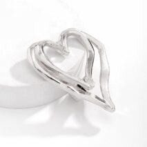 Chic Gold Silver Plated Double-Layered Hollow Heart Open Ring - ArtGalleryZen