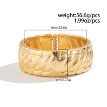 Chic Gold Silver Plated Glossy Textured Bangle Bracelet - ArtGalleryZen