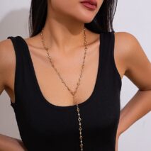 Chic Gold Silver Plated Hollow Heart Long Chain Y Necklace - ArtGalleryZen
