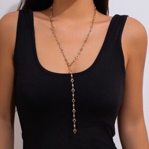 Chic Gold Silver Plated Hollow Heart Long Chain Y Necklace - ArtGalleryZen