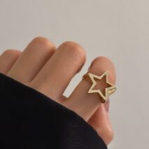 Chic Gold Silver Plated Hollow Star Open Ring - ArtGalleryZen