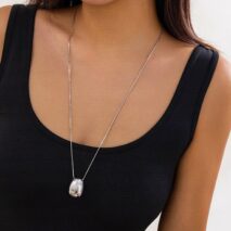 Chic Gold Silver Plated Oval Pendant Necklace - ArtGalleryZen