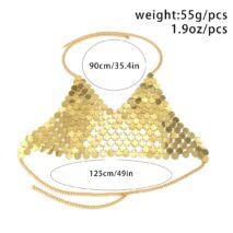 Chic Gold Silver Tone Backless Sequins Bra - ArtGalleryZen