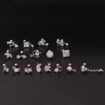 Chic Gold Silver Tone CZ Inlaid Helix Piercing Stud Earring - ArtGalleryZen