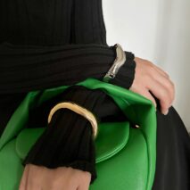 Chic Gold Silver Tone Glossy Wave Bangle Bracelet - ArtGalleryZen