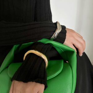 Chic Gold Silver Tone Glossy Wave Bangle Bracelet - ArtGalleryZen