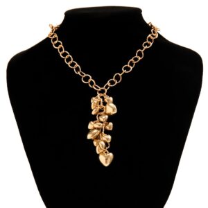 Chic Gold Silver Tone Heart Tassel Cable Chain Necklace - ArtGalleryZen