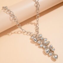 Chic Gold Silver Tone Heart Tassel Cable Chain Necklace - ArtGalleryZen