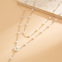 Chic Gold Silver Tone Pearl Chain Y Necklace - ArtGalleryZen
