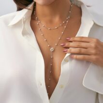 Chic Gold Silver Tone Pearl Chain Y Necklace - ArtGalleryZen