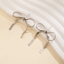 Chic Gold Silver Tone Ribbon Earrings - ArtGalleryZen