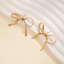 Chic Gold Silver Tone Ribbon Earrings - ArtGalleryZen