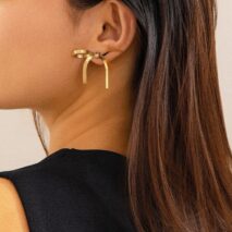Chic Gold Silver Tone Ribbon Earrings - ArtGalleryZen