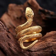 Chic Gold Silver Tone Stainless Steel Snake Ring - ArtGalleryZen